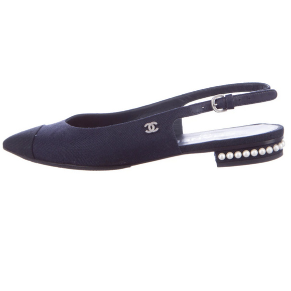 chanel cap toe slingback flats